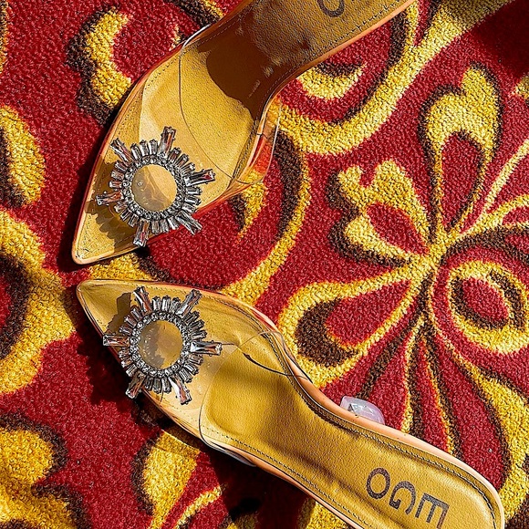 🌟EGO - Comfy Clear Toes Silver Heels - Picture 3 of 7